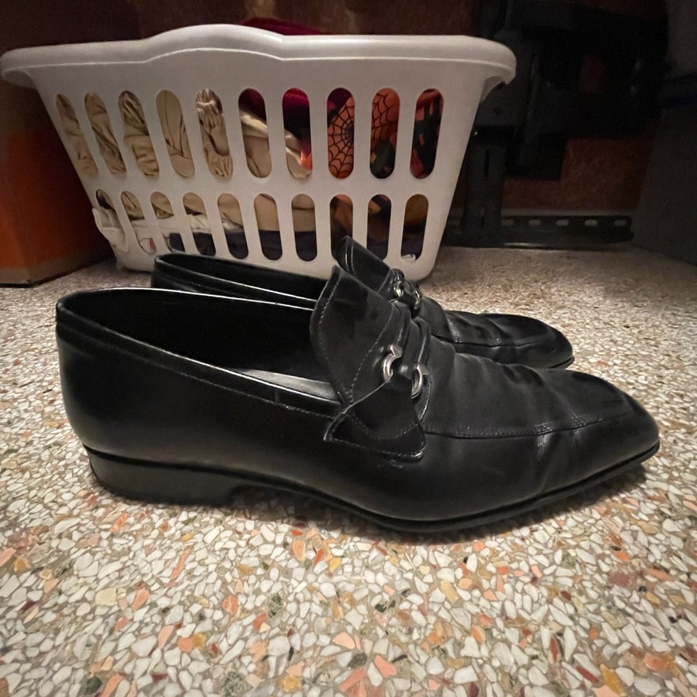 SALVATORE FERRAGAMO Florence Italy Loafers Leather Black Men’s Size US 9.5 E
